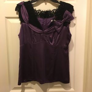 🎈Nanette Lepore purple lace and silk top
